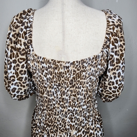 Faithful the Brand Ilaria Smocked Leopard Print Mini Dress Size‎ Large - Picture 11 of 16